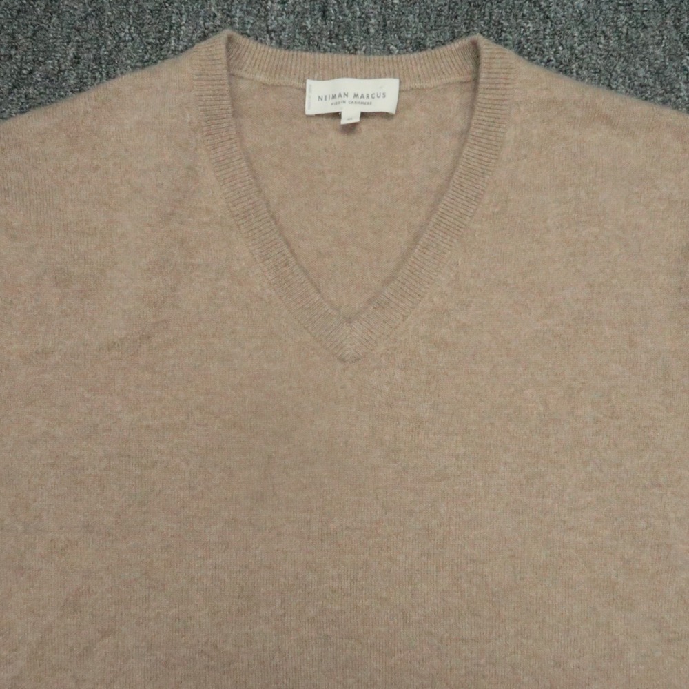 Neiman Marcus Sweater Mens Extra Large Brown 100% Cashmere V Neck Jumper‎ XL - Picture 2 of 8